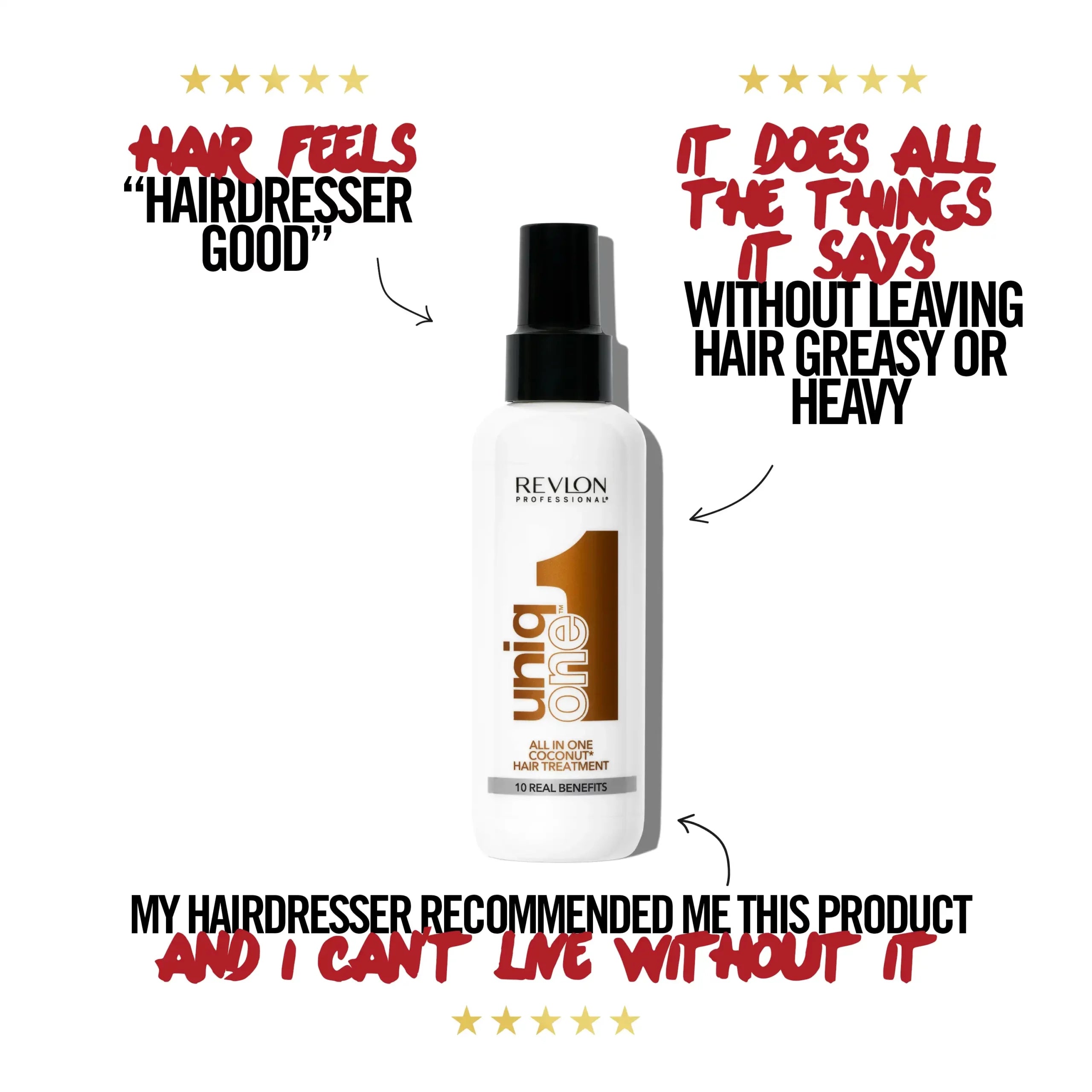 UniqONE™ Repair Hair Spray Leave-In Treatment - 150ml - "All-in-One" 10 Benefits Hair Serum - Coconut Fragrance