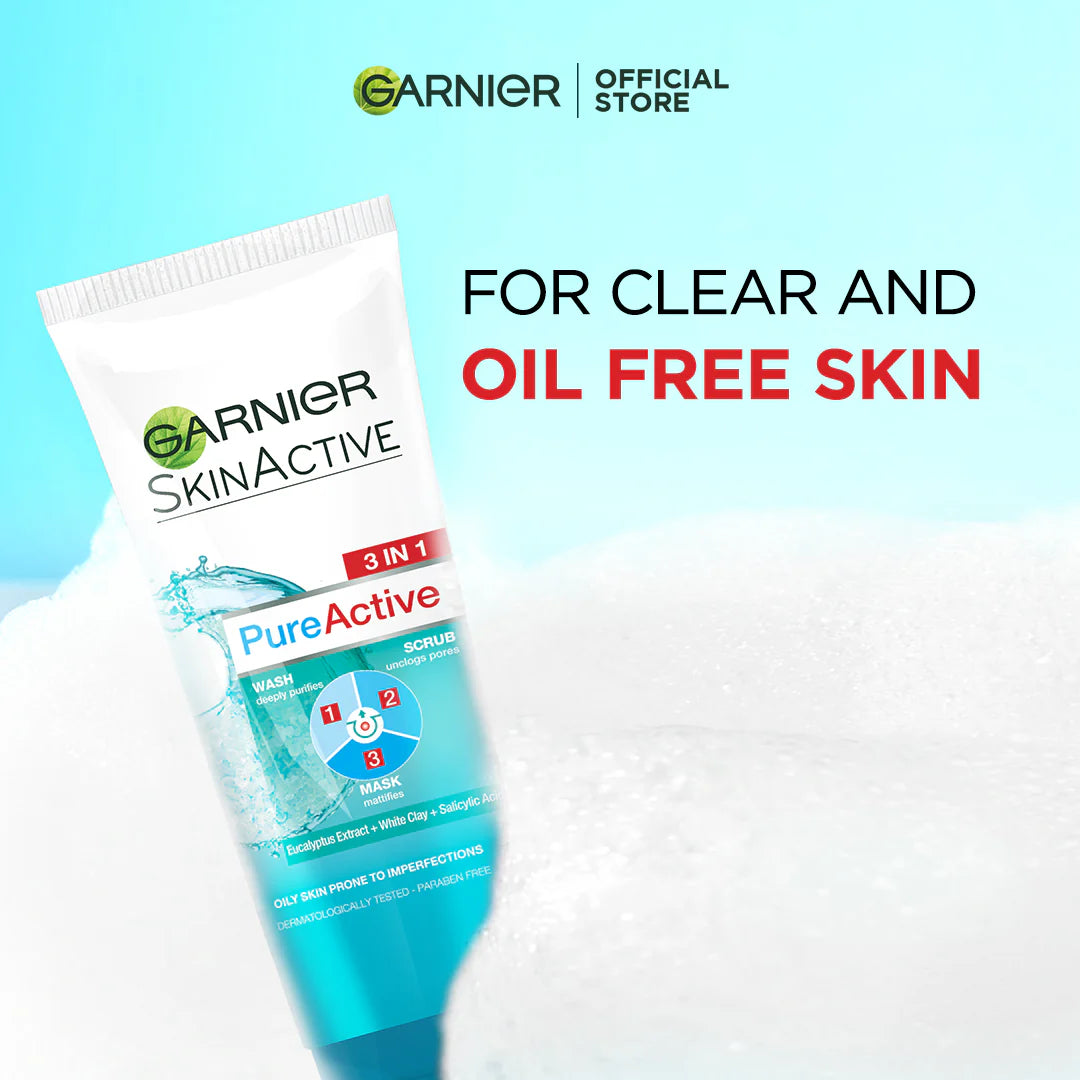Garnier SkinActive Pure Active 3in1 Clay Face Wash/Scrub/Mask