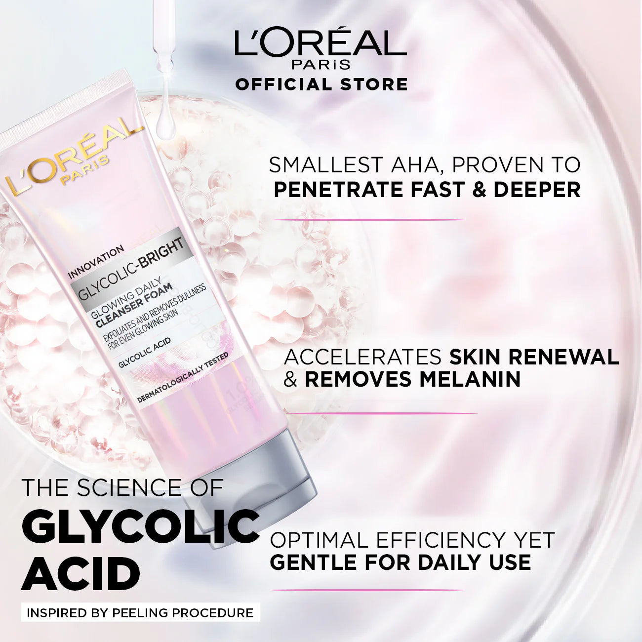 L'Oreal Paris Innovation Glycolic Bright Daily Cleanser Foam
