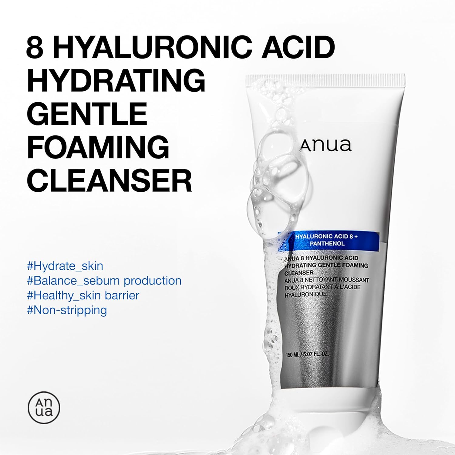 Anua Hyaluronic Acid + Panthenol Hydrating Gentle Foaming Cleanser