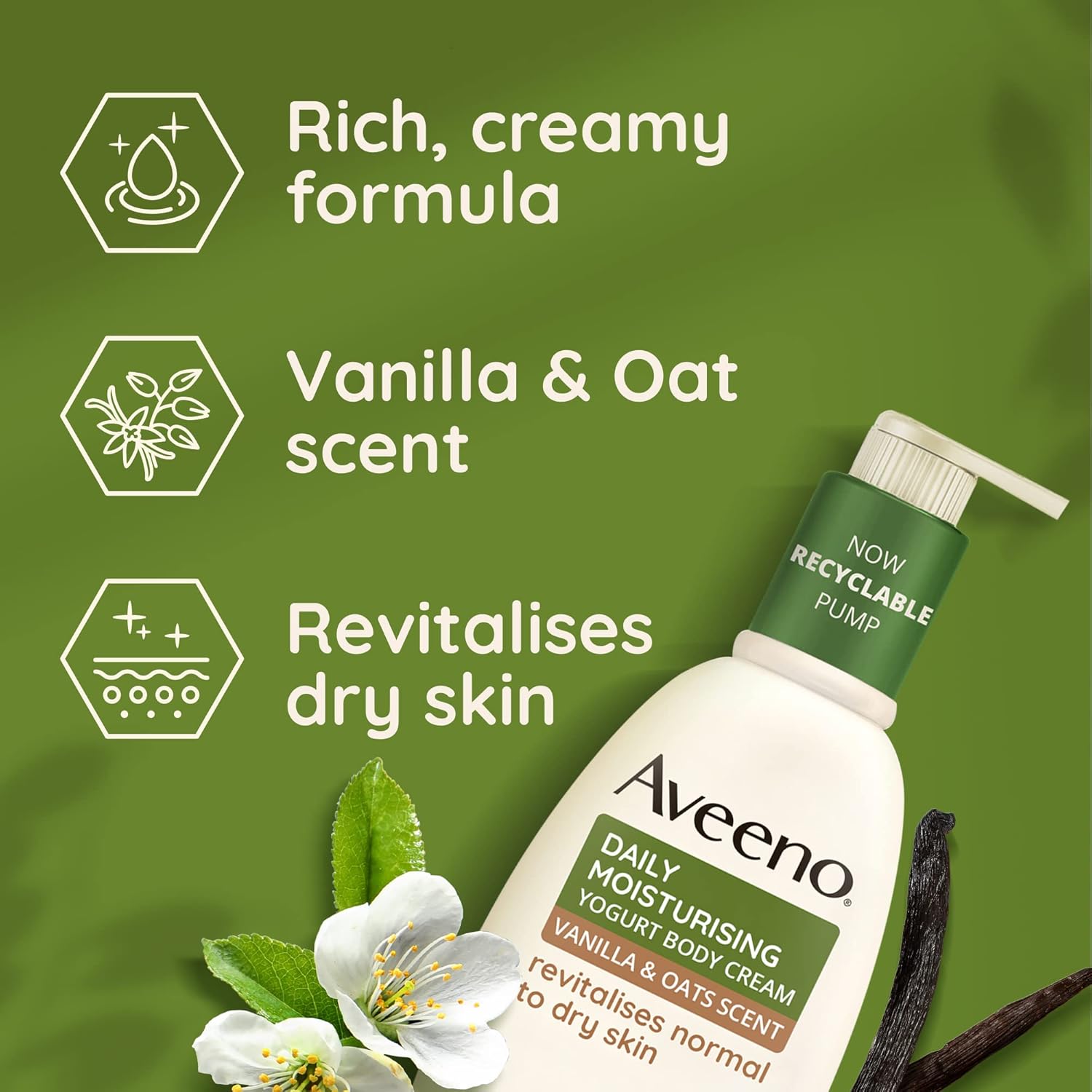 Aveeno Daily Moisturising Yogurt Body Cream ā Vanilla & Oat Scented