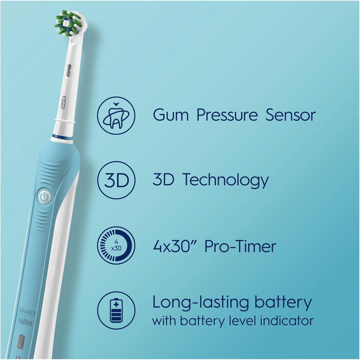 Oral-B Pro 1 Electric 3D White Pressure Sensor Toothbrush