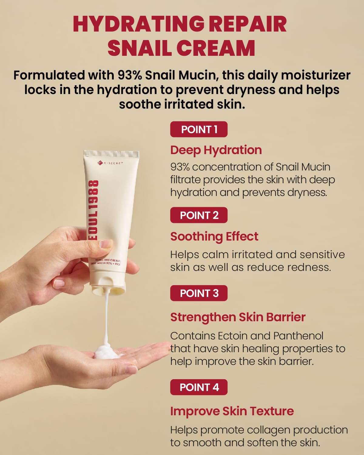 K-Secret Seoul 1988 Snail Mucin 93% + Rice Cream