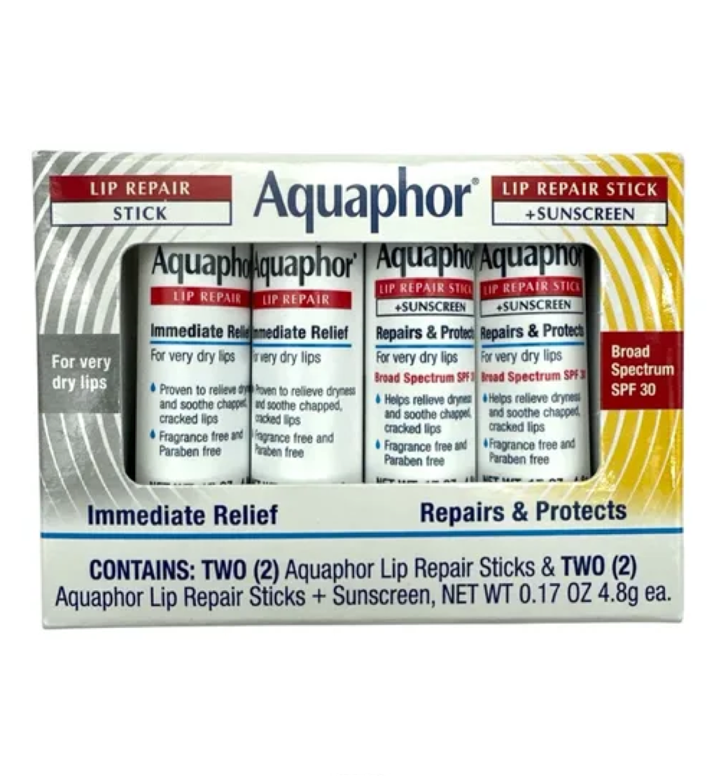 Aquaphor Lip Repair Sticks x2 + Lip Repair Stick Sunscreen x2 SPF30