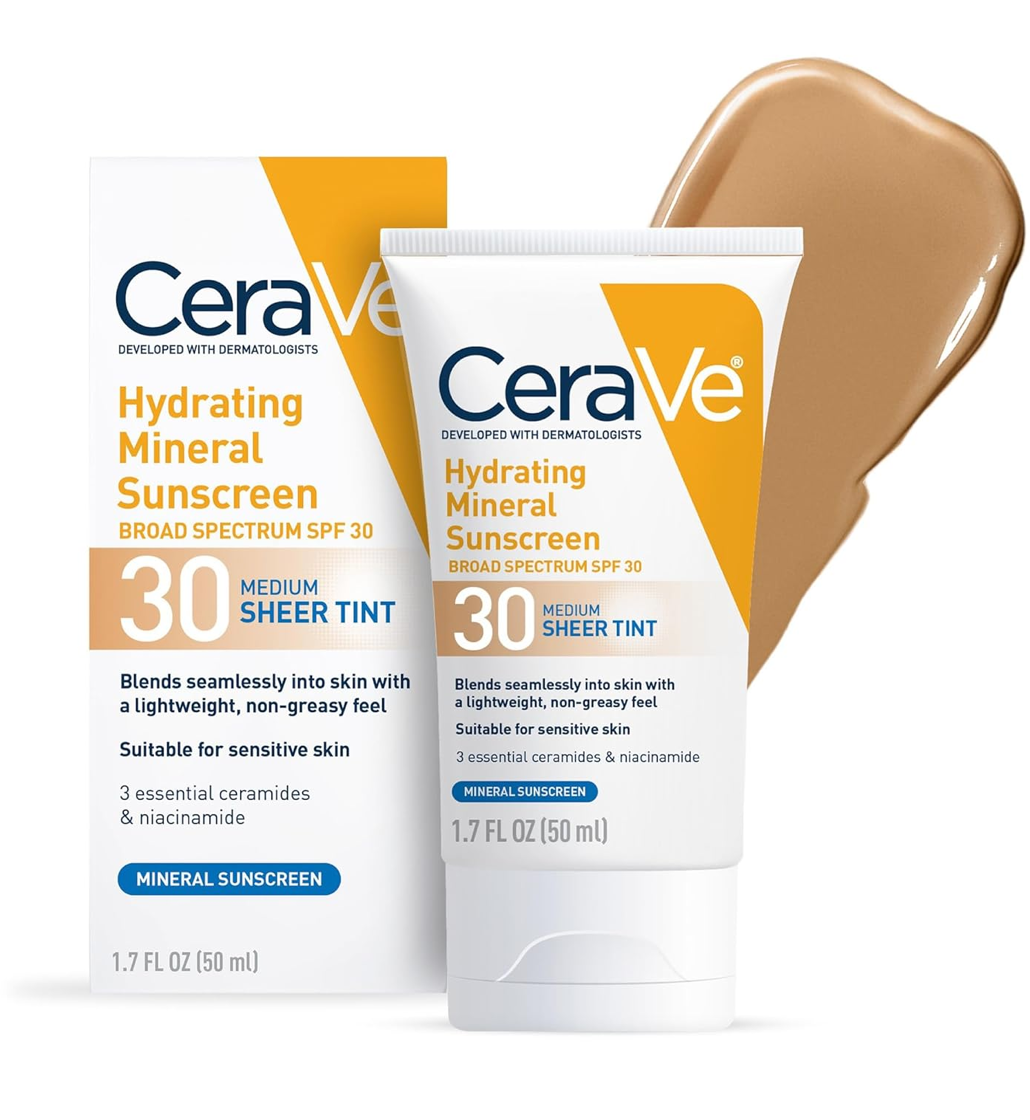 Cerave Hydrating Mineral Sunscreen SPF 30 Medium Sheer Tint
