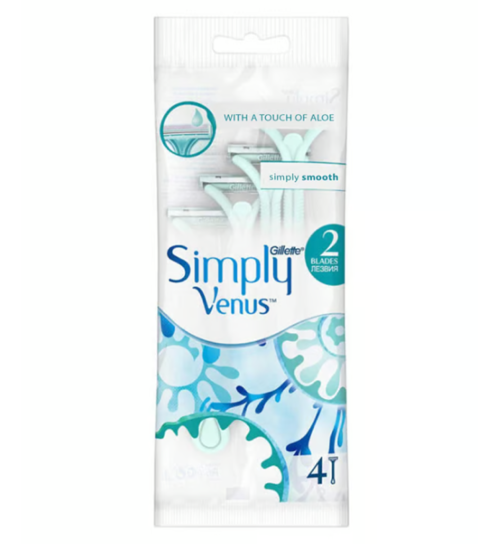 Gillette Simply Venus 2 Blades Women Disposable Razor - 4 Pack