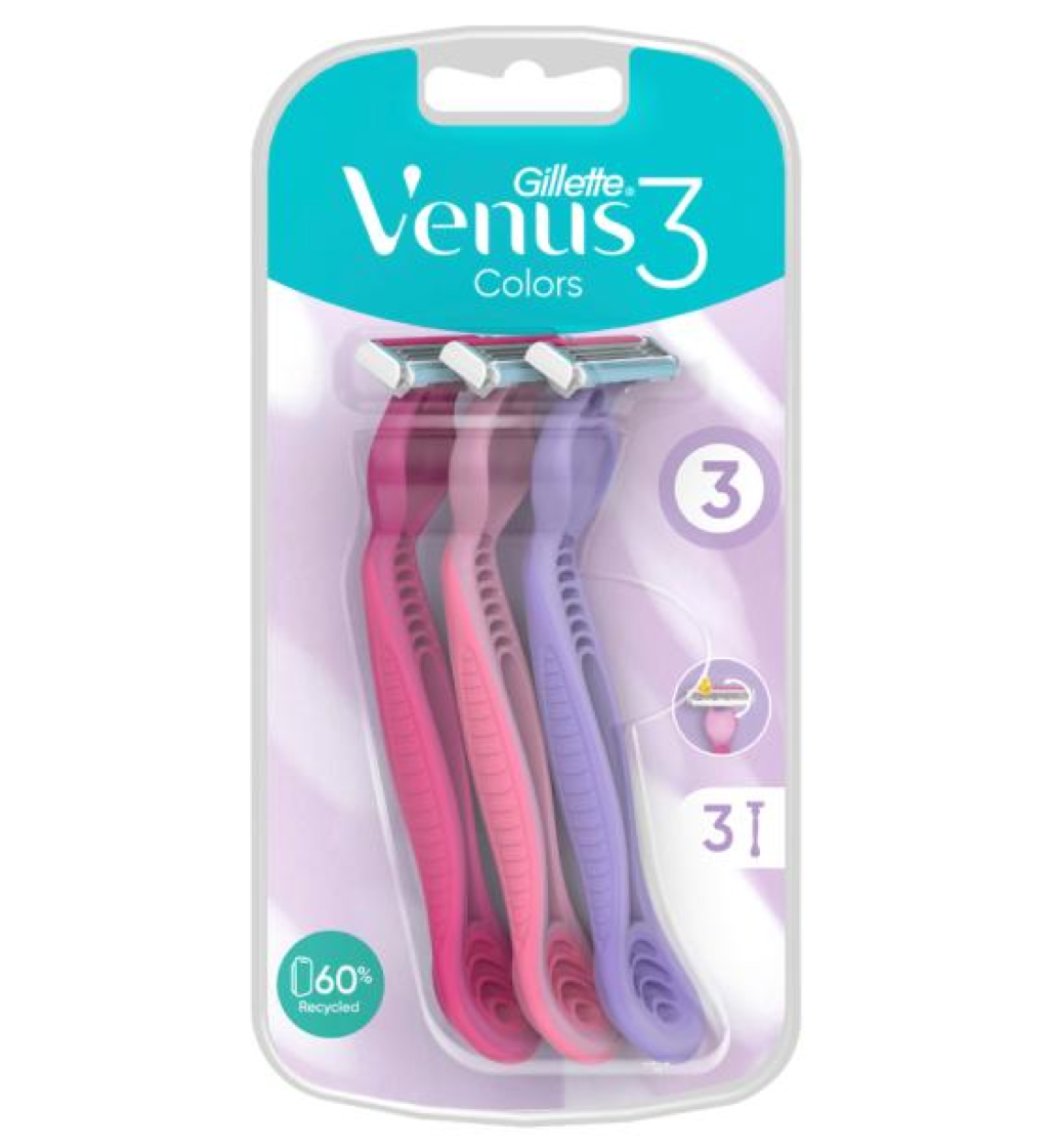 Gillette Venus 3 Colors Women's Razor Blades - 3 Pieces