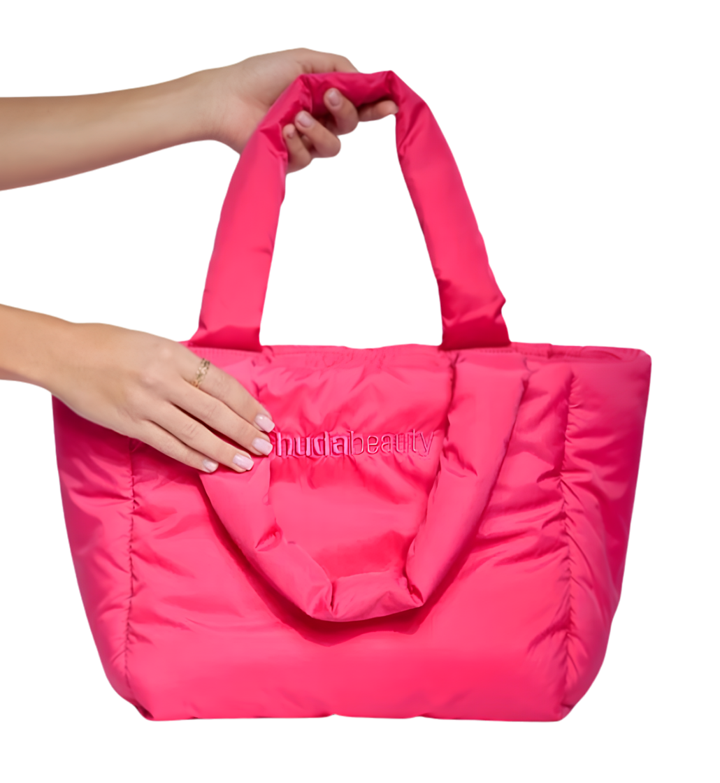 Huda Beauty Pink Puffer Tote Bag