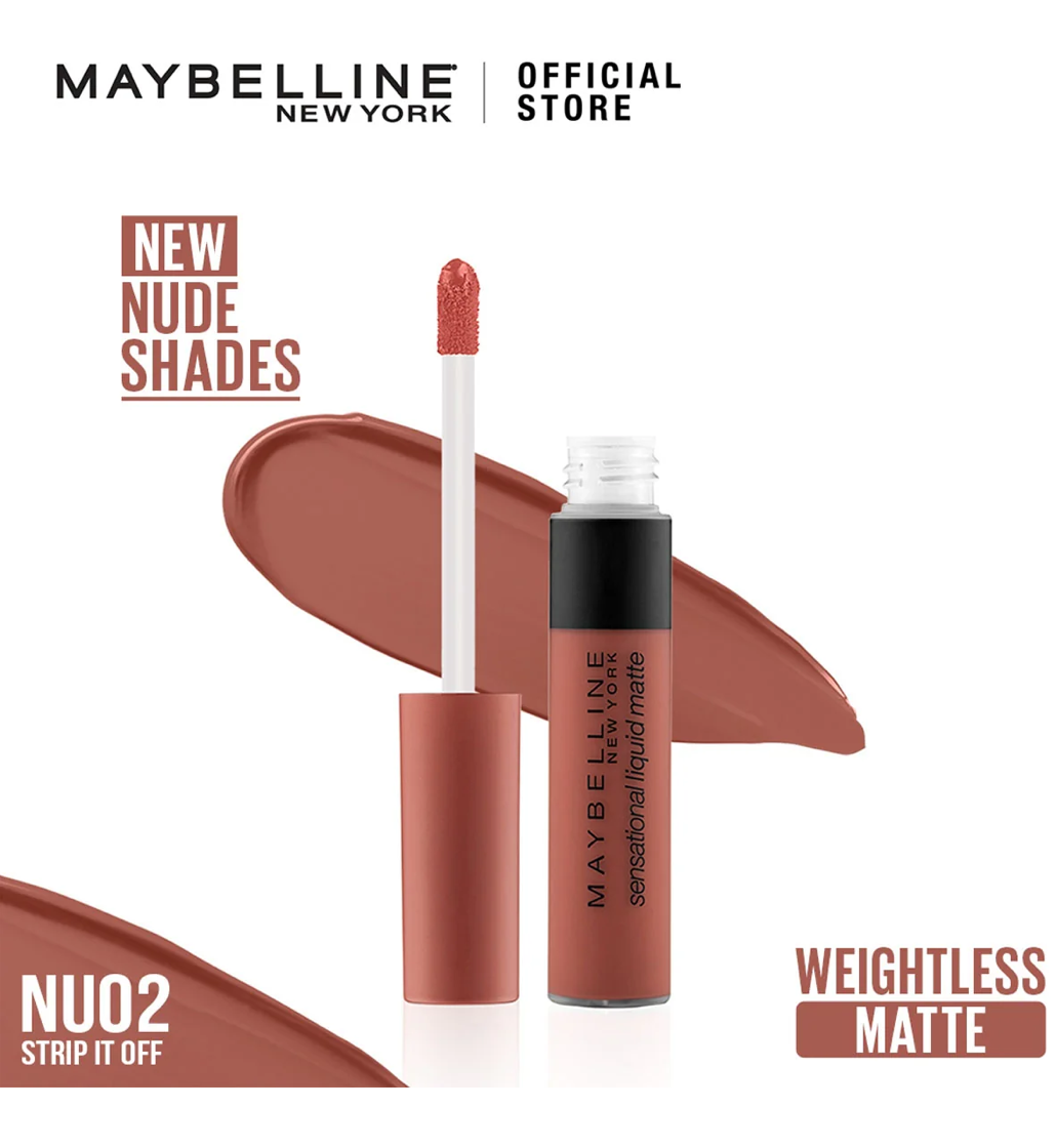 Maybelline Color Sensational Liquid Matte Nude Lipstick - NU02 Strip It Off