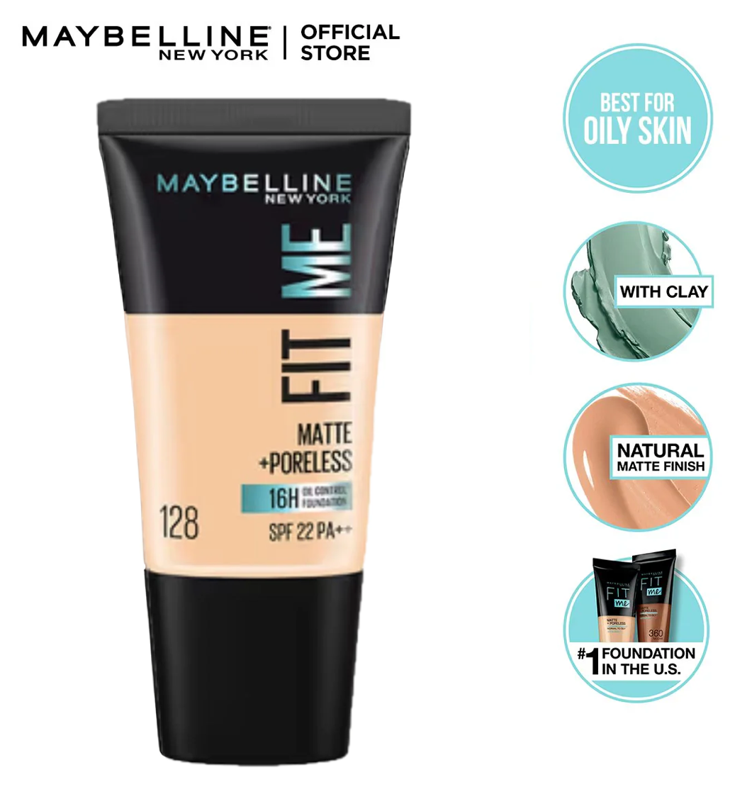 Maybelline Fit Me Matte + Poreless 16H Mini Foundation SPF 22 - 128 Warm Nude