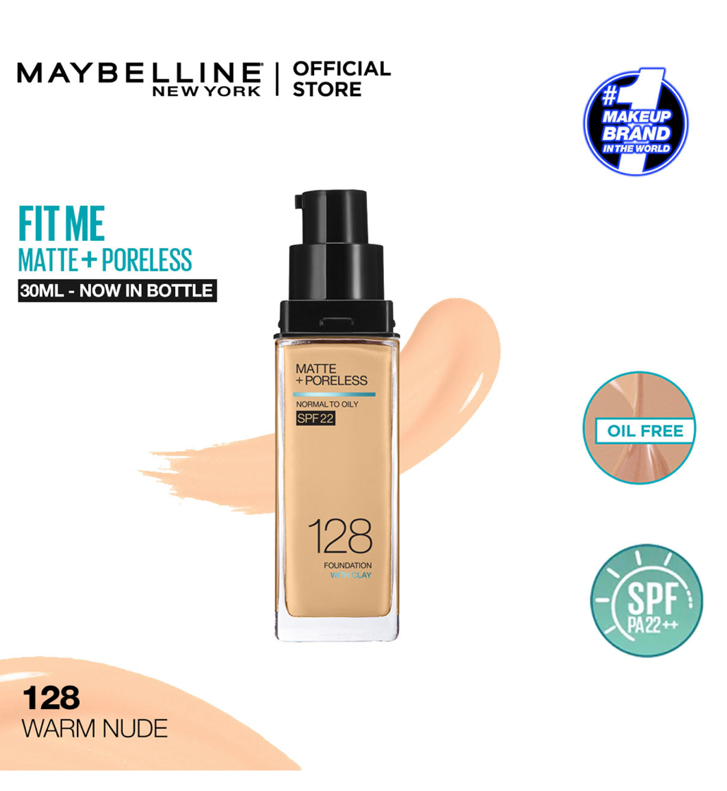 Maybelline Fit Me Matte + Poreless Foundation SPF 22 - 128 Warm Nude