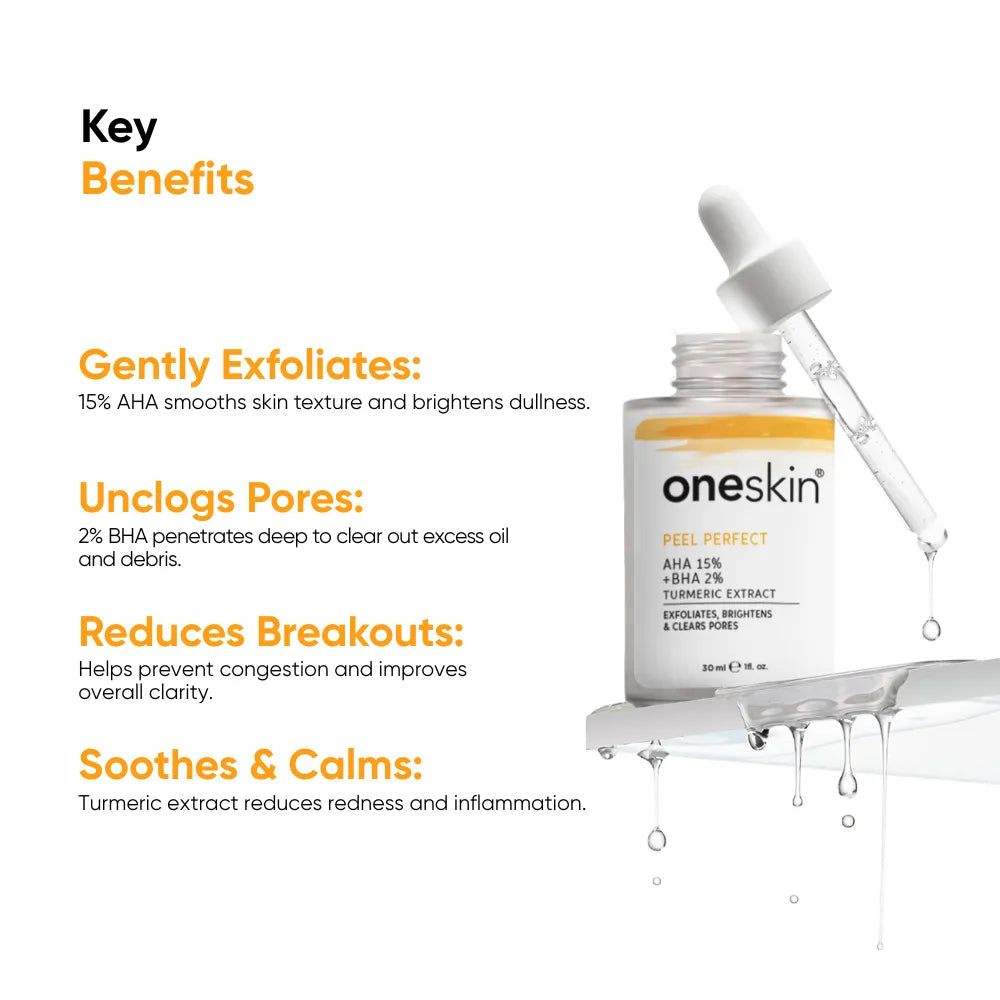 OneSkin Peel Perfect AHA 15% + BHA 2% Turmeric Extract
