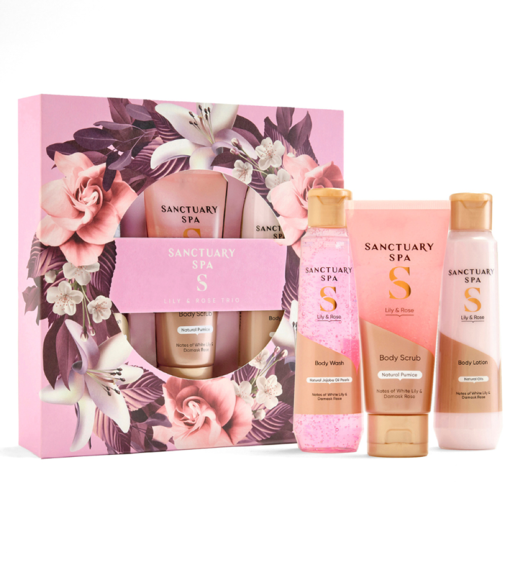 sanctuary spa white lily and damask rose Sanctuary Spa Lily & Rose Trio Gift Set