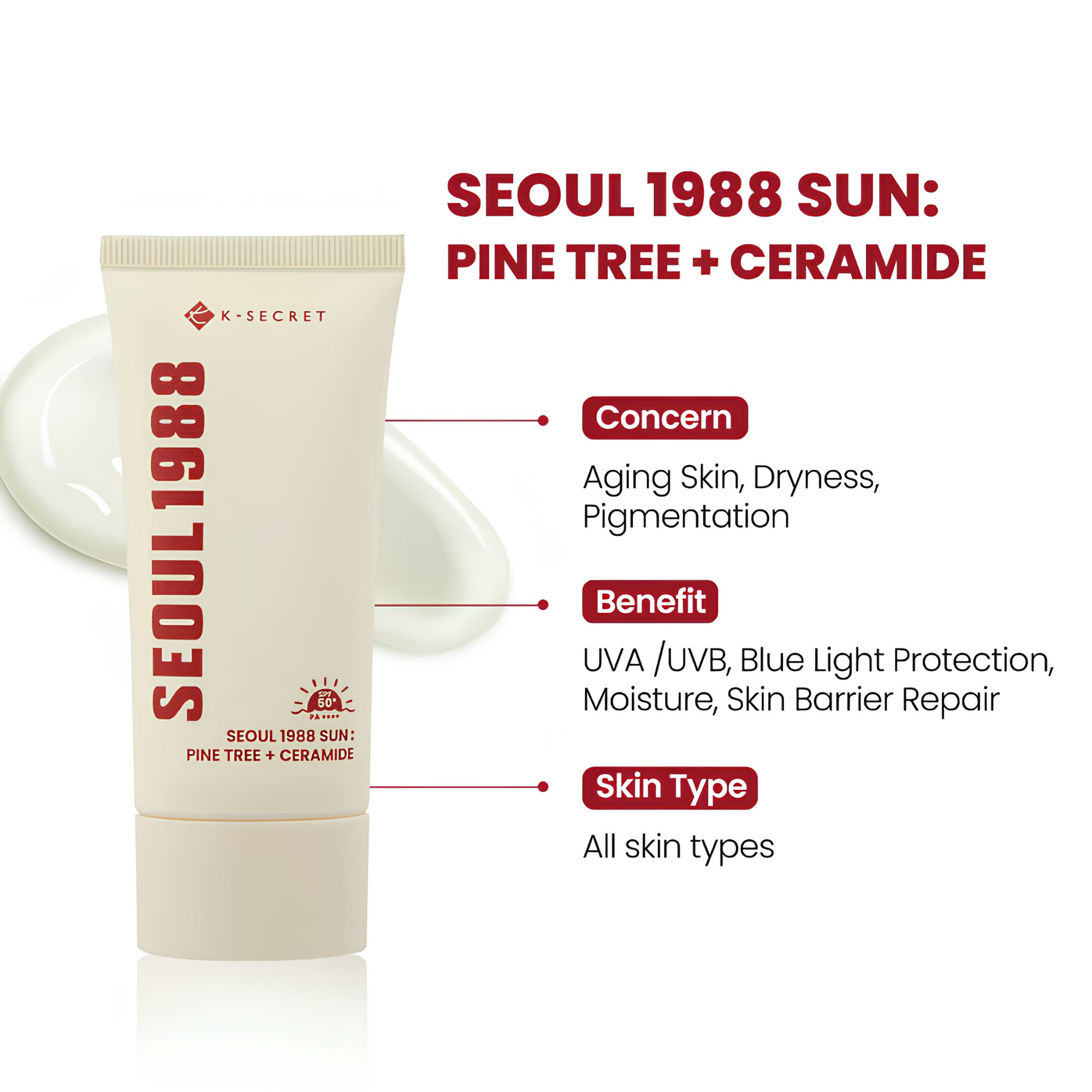 K-Secret Seoul 1988 Sun Pine Tree + Ceramide SPF 50+ PA++++