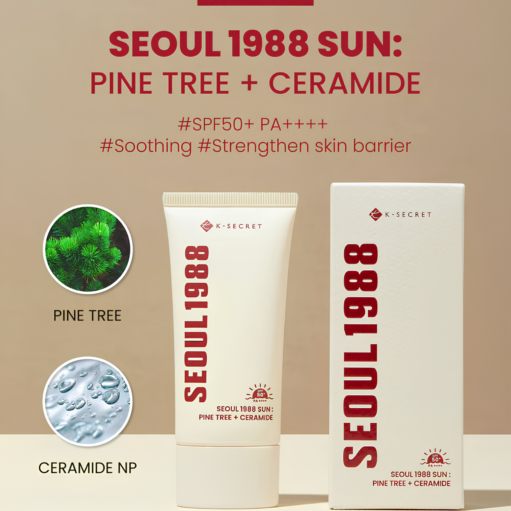 K-Secret Seoul 1988 Sun Pine Tree + Ceramide SPF 50+ PA++++