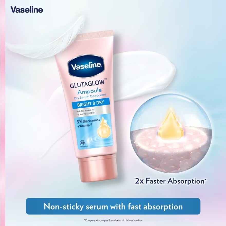 Vaseline GlutaGlow Ampoule Dry Serum Deodorant Bright & Dry