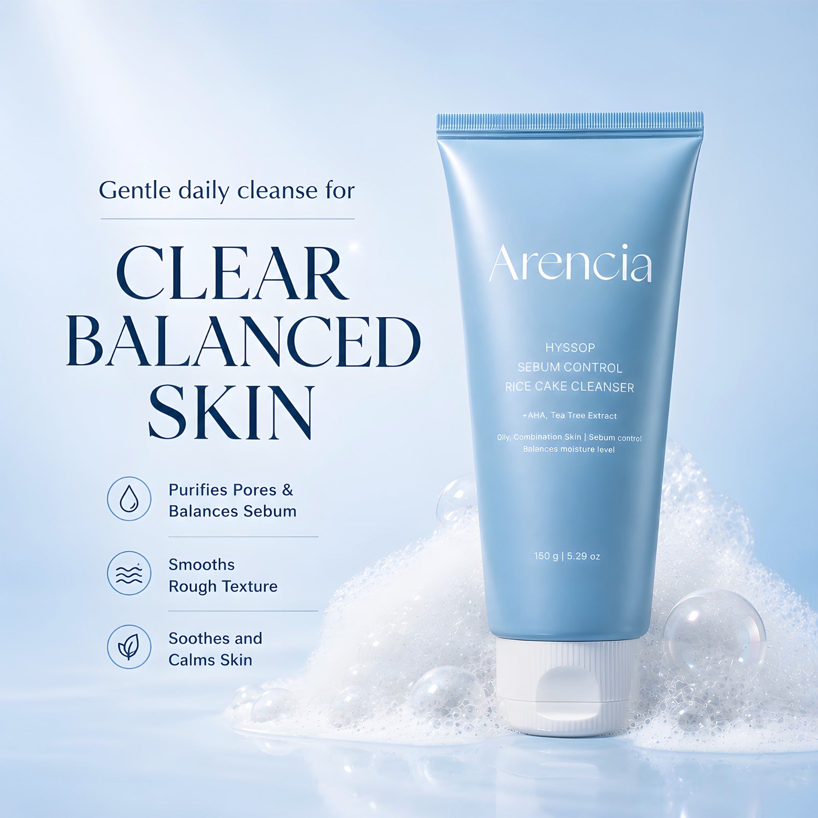 Arencia Hyssop Sebum Control Rice Cake Cleanser