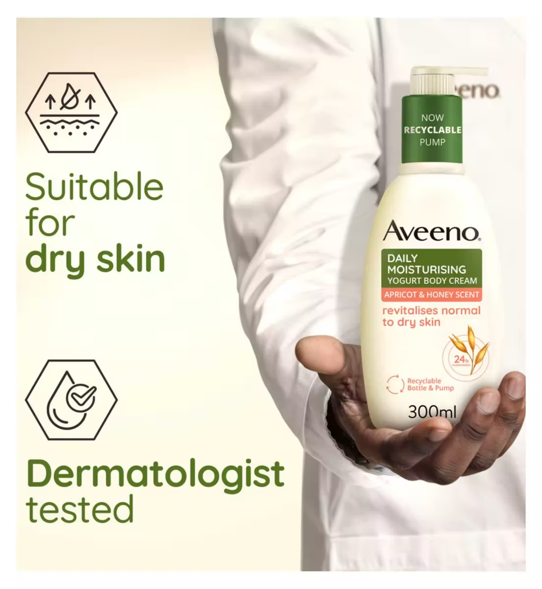 Aveeno Daily Moisturising Yogurt Body Cream – Apricot & Honey Scented