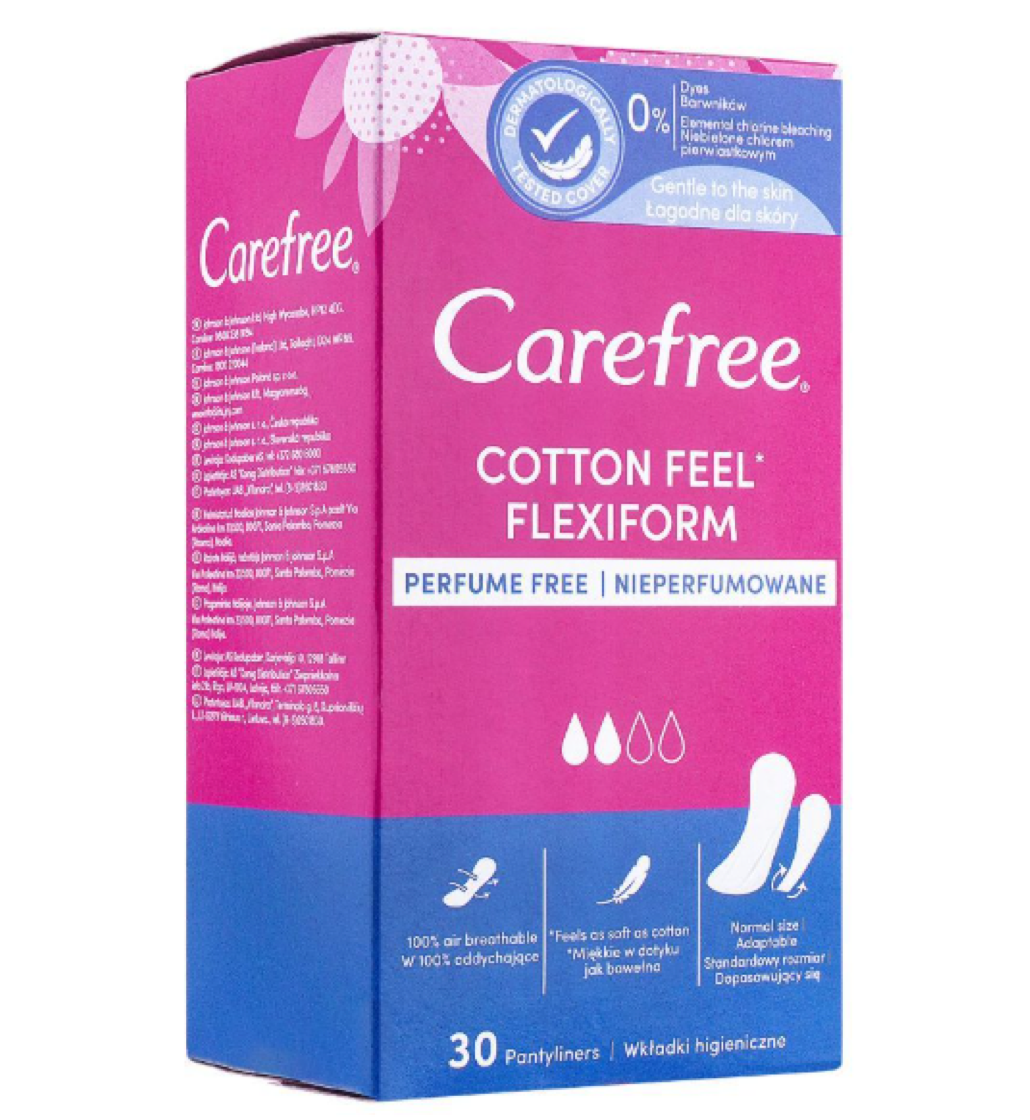 Carefree Cotton Feel Flexiform Perfume Free Pantyliner