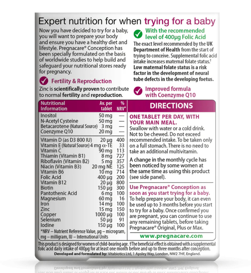 Vitabiotics Pregnacare Before Conception