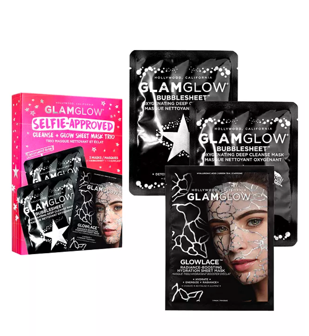 GlamGlow Selfie-Approved Cleanse + Glow Sheet Mask Trio Set