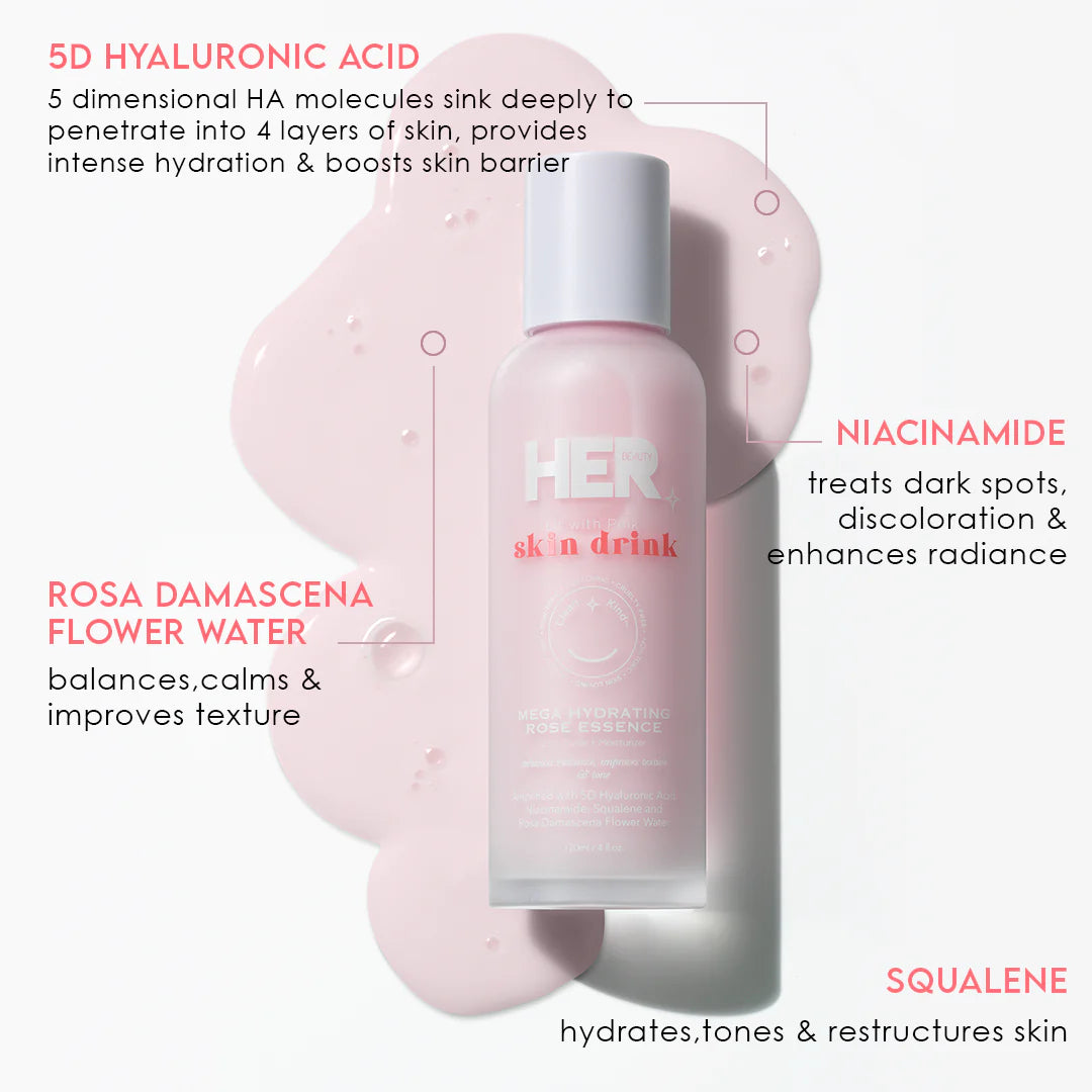 Her Beauty Skin Drink Hydrating Rose Essence 2 in 1 Toner Plus Moisturizer