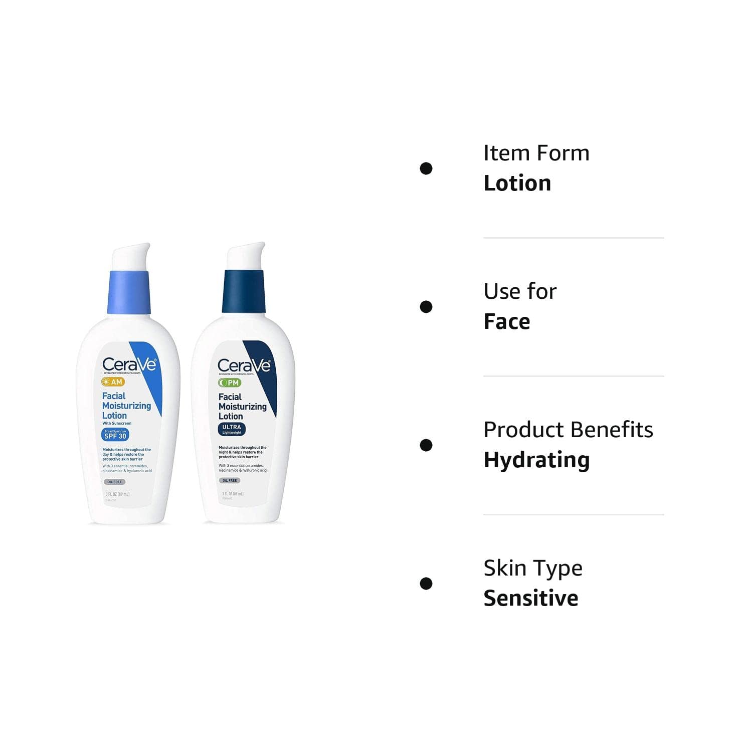 CeraVe Facial Moisturizing Lotion AM + PM Bundle Set