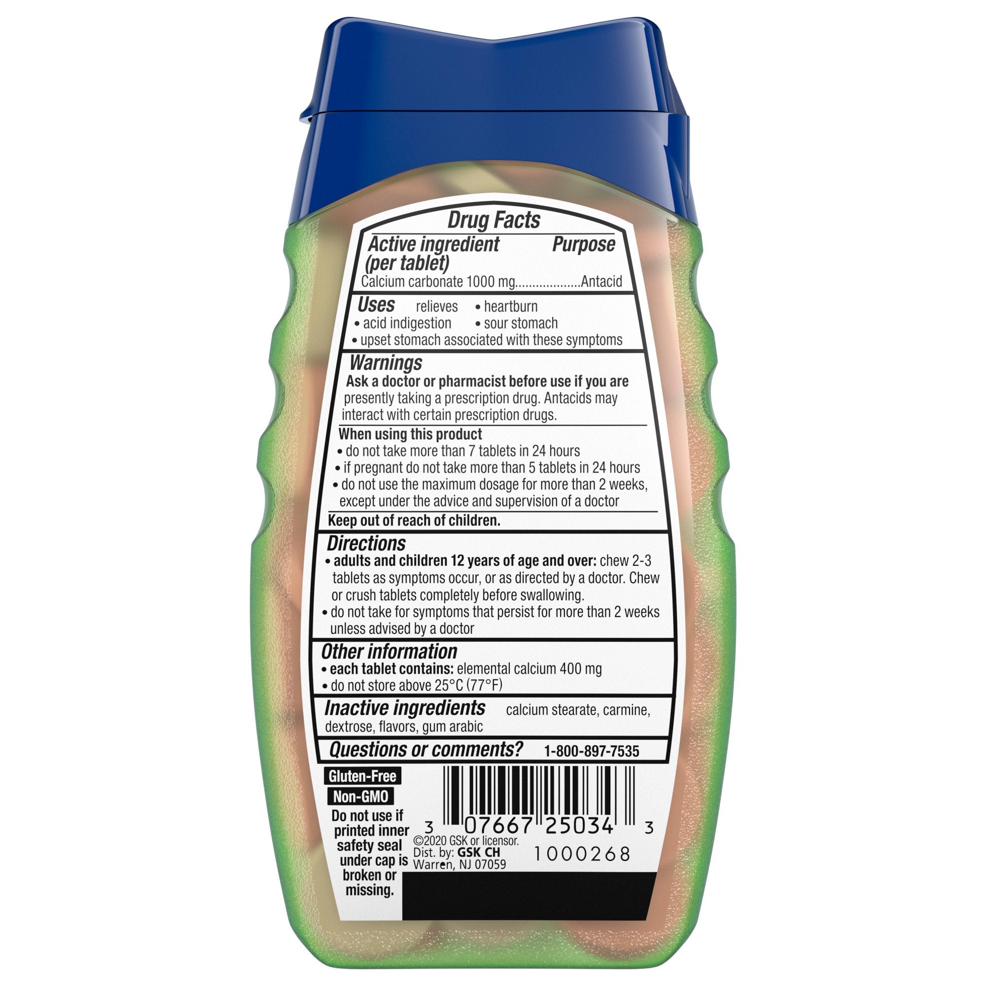 Tums Antacid Chewable Tablets Naturals