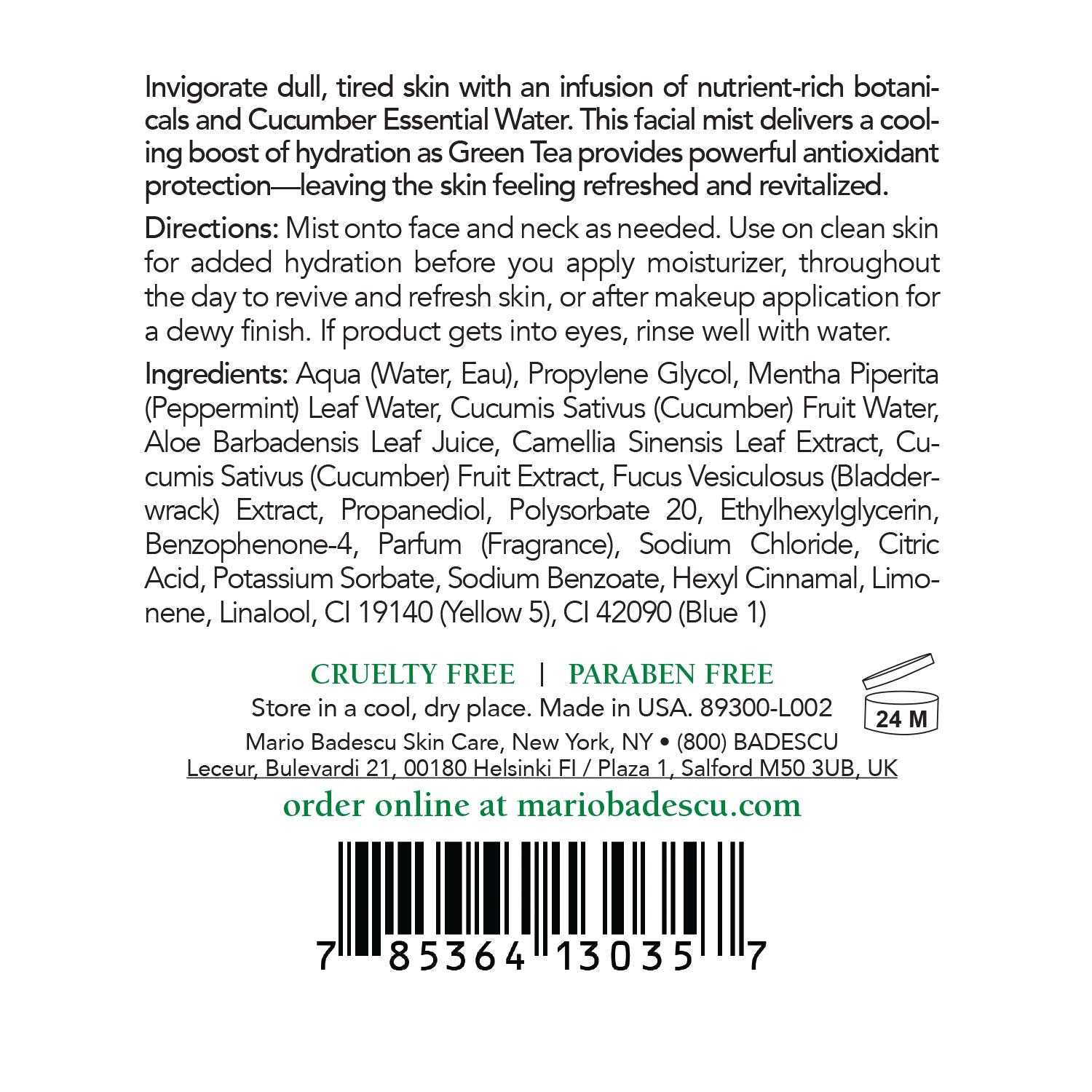 Mario Badescu Facial Spray with Aloe, Cucumber And Green Tea