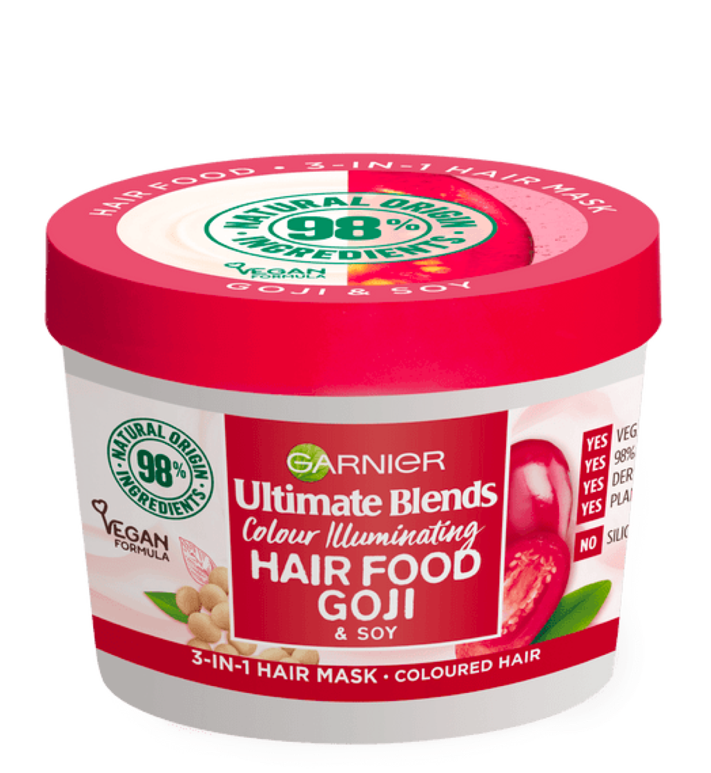 Garnier Ultimate Blends Hair Food Goji & Soy 3-in-1 Colour Illuminating Hair Mask Treatment