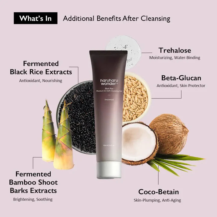 Haruharu Wonder Black Rice Moisture 5.5 Soft Cleansing Gel - Unscented