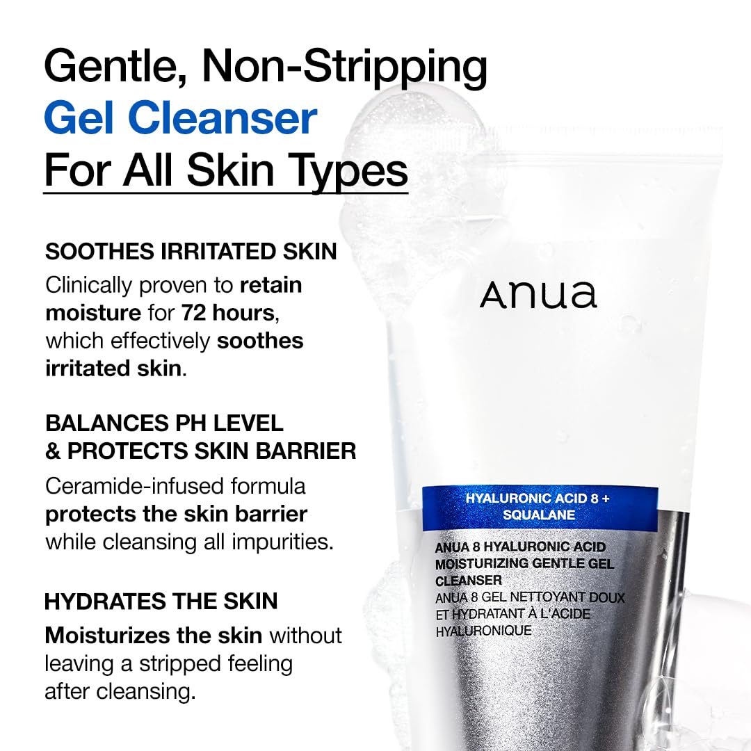 Anua Hyaluronic Acid 8+ Moisturizing Squalane Gentle Gel Cleanser
