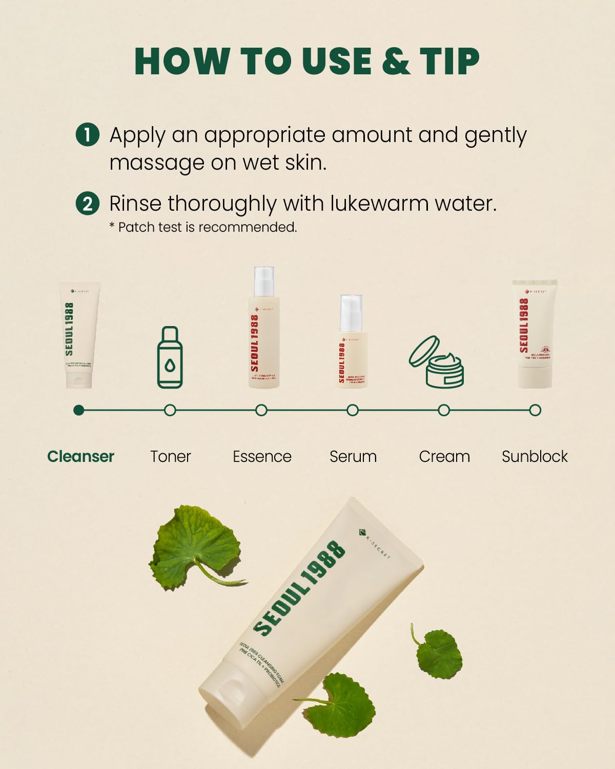 K-Secret Seoul 1988 Pine Cica 1% + Probiotics Cleansing Foam