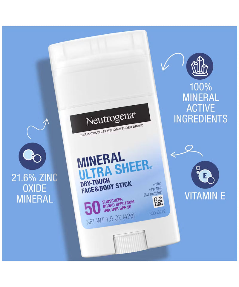 Neutrogena Ultra Sheer® Face & Body Mineral Sunscreen Stick SPF 50