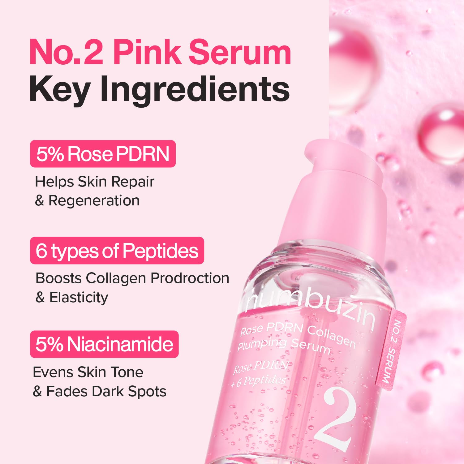 Numbuzin No. 2 Rose PDRN Collagen Plumping Serum