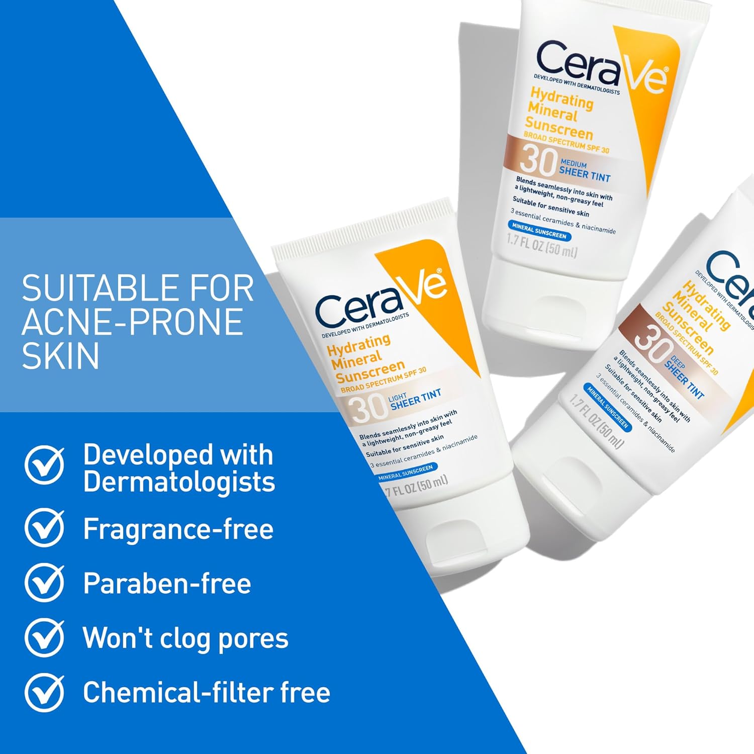 Cerave Hydrating Mineral Sunscreen SPF 30 Medium Sheer Tint