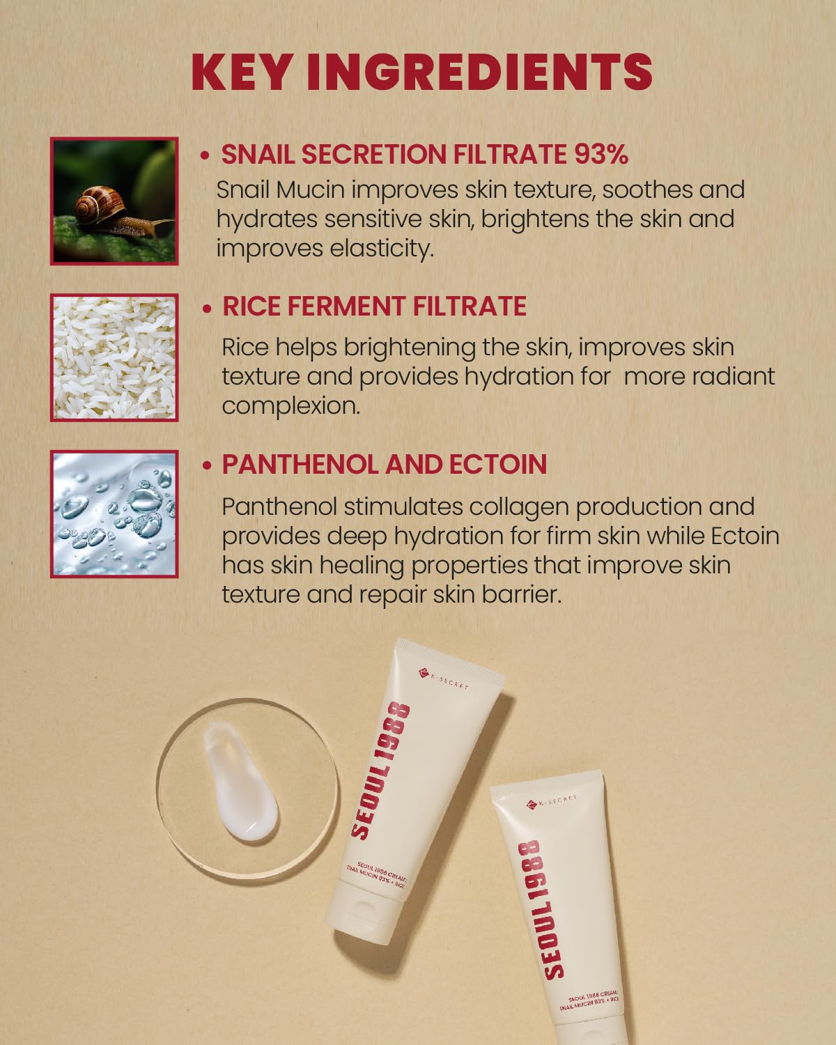 K-Secret Seoul 1988 Snail Mucin 93% + Rice Cream