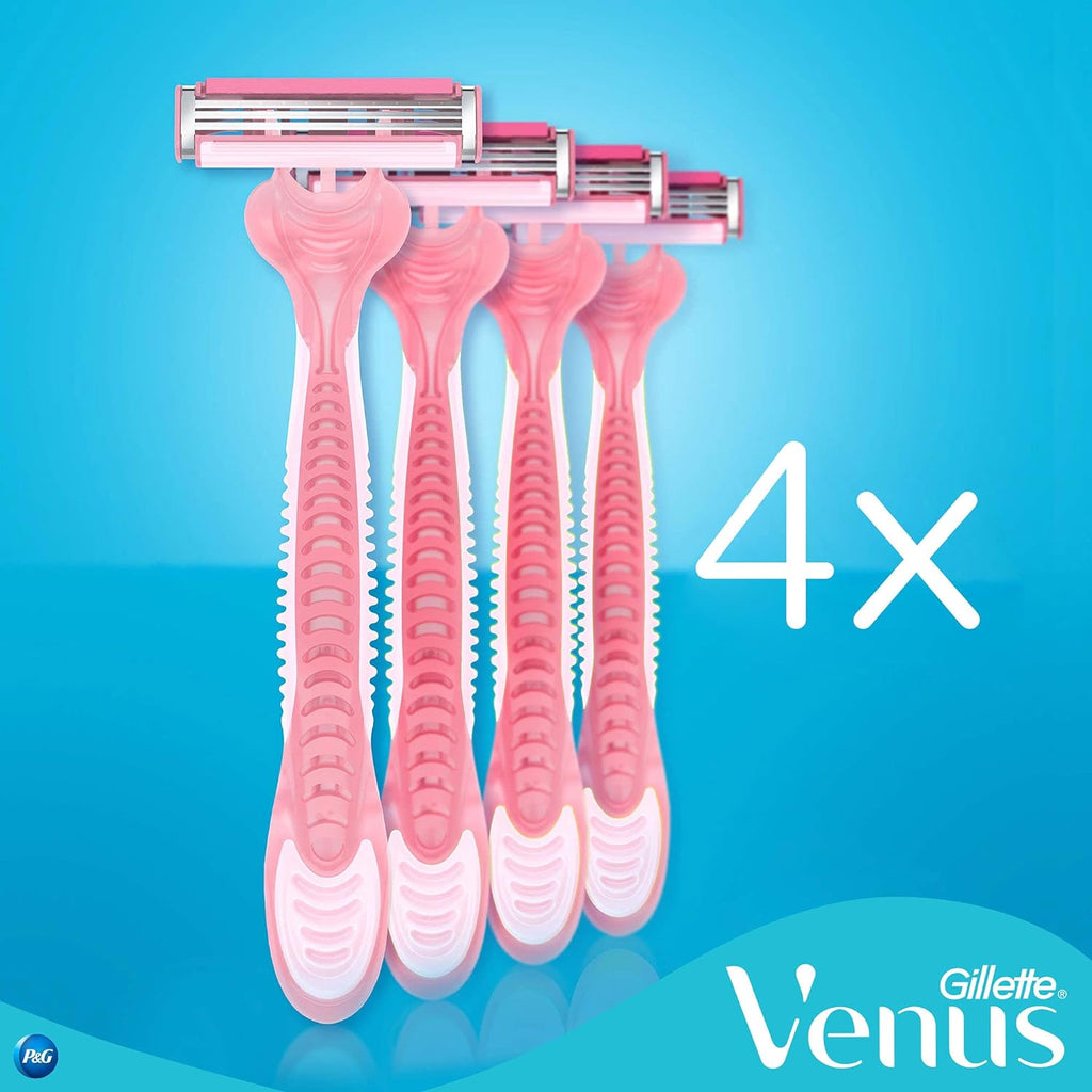 Venus Razor 3 Gillette Simply Venus 3 Blade Disposable Razors - 4 Pack