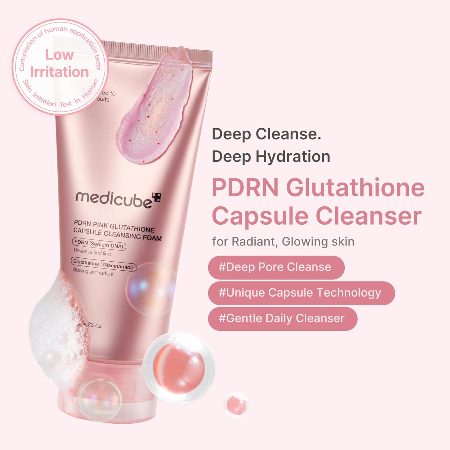Medicube PDRN Pink Glutathione Capsule Cleansing Foam