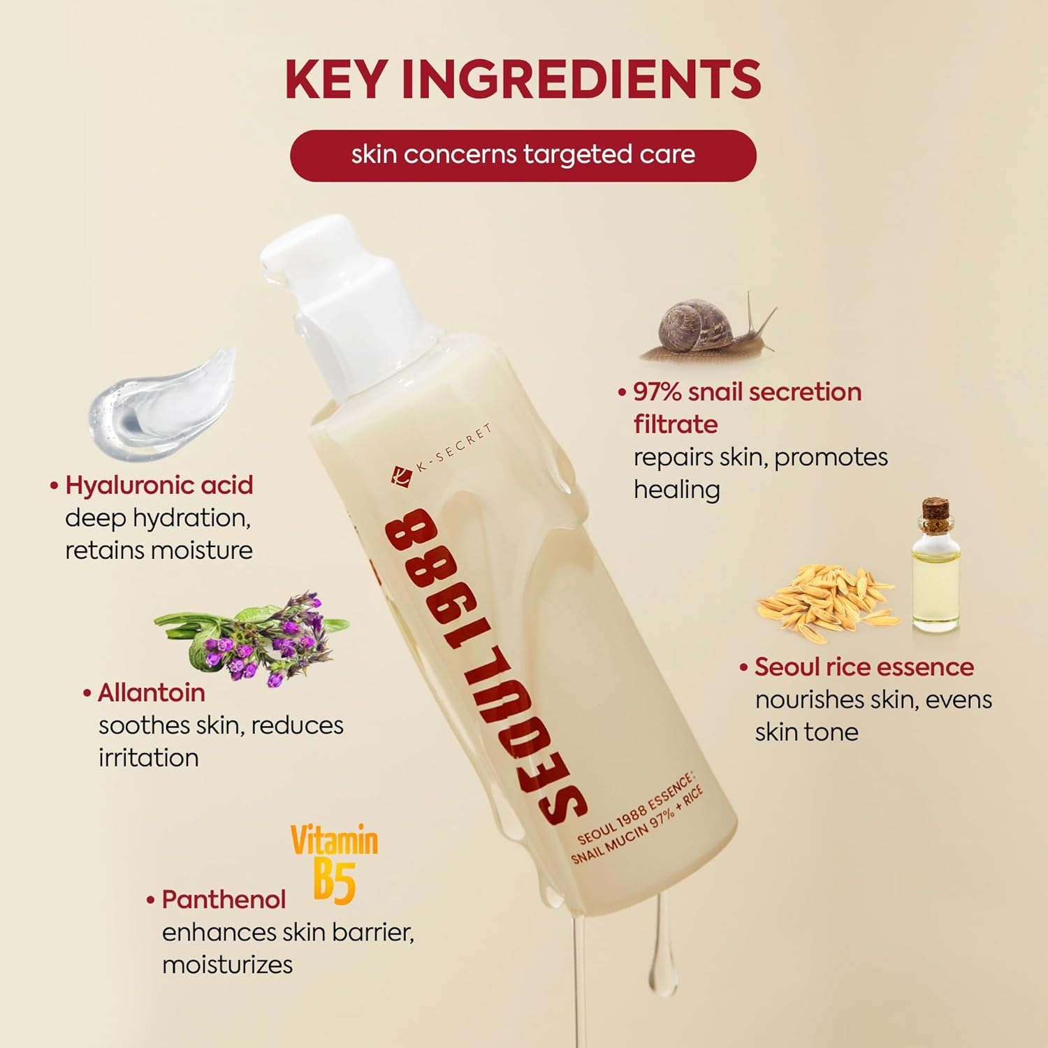 K-Secret Seoul 1988 Snail Mucin Essence 97% + Rice
