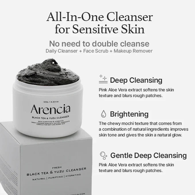 Arencia Black Tea & Yuzu Rice Mochi Cleanser