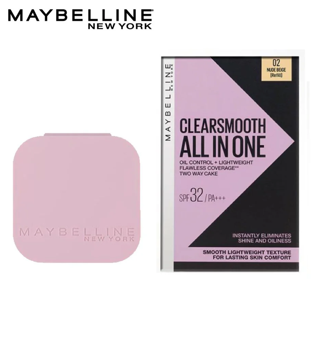 Maybelline Clear Smooth All In One Powder Foundation SPF 32 PA+++ - 02 Nude Beige