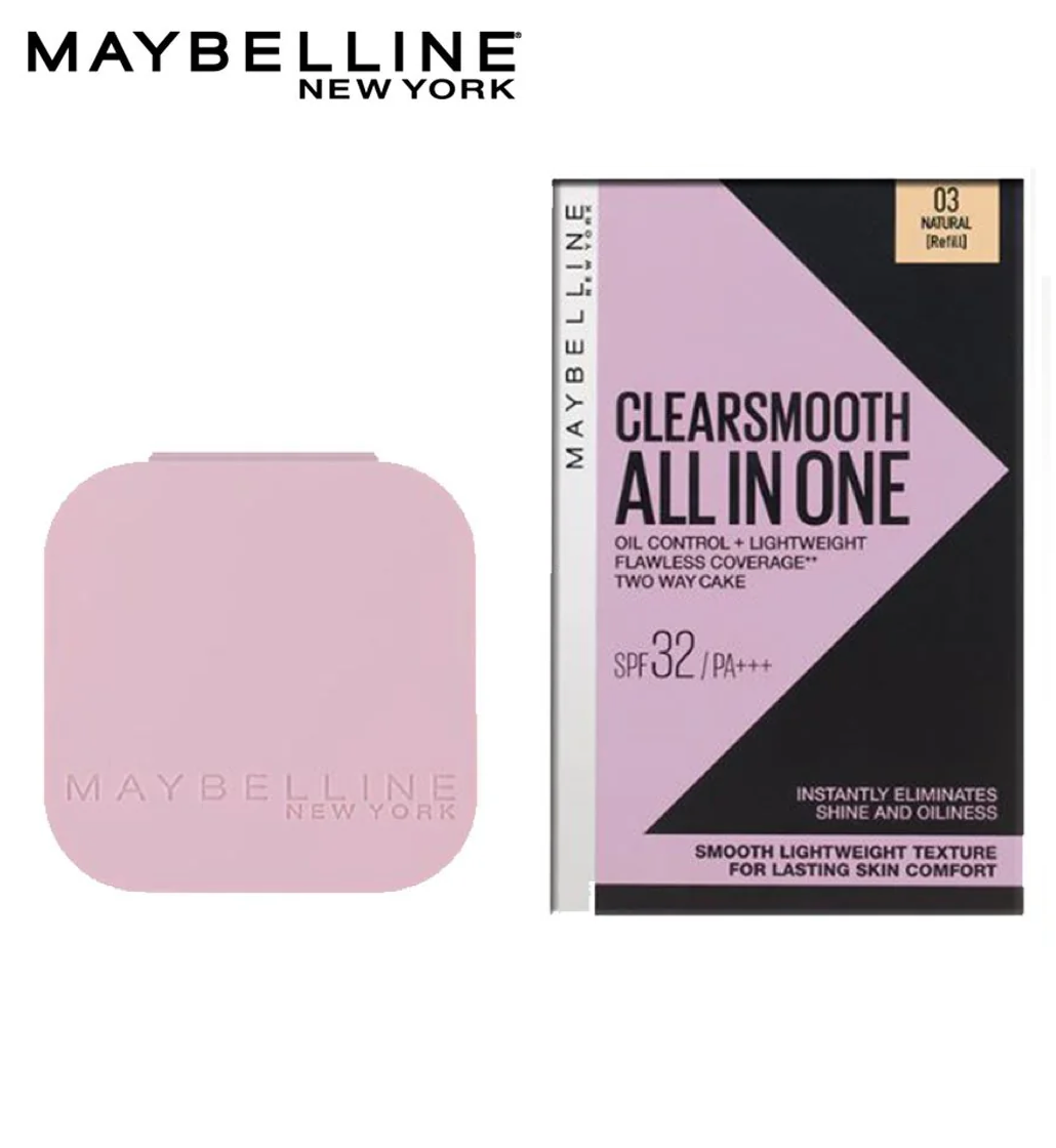 Maybelline Clear Smooth All In One Powder Foundation SPF 32 PA+++ - 03 Natural