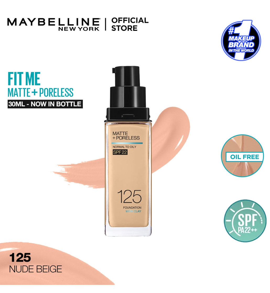 Maybelline Fit Me Matte + Poreless Foundation SPF 22 - 125 Nude Beige