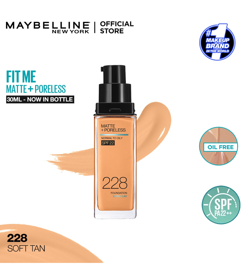 Maybelline Fit Me Matte + Poreless Foundation SPF 22 - 228 Soft Tan