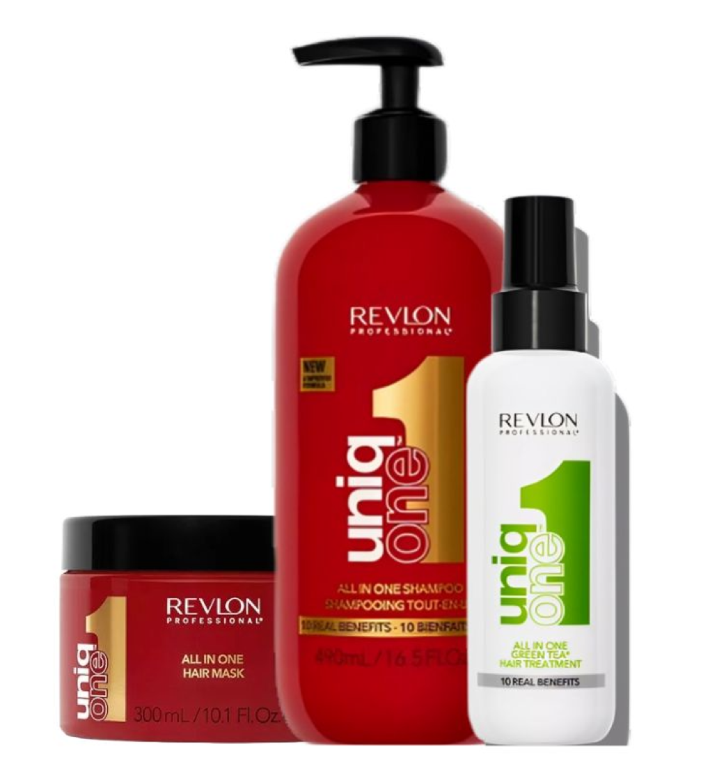 Revlon Professional UniqONE™ Shampoo + UniqONE™ Mask + Leave-In Treatment 3 in 1 Pack - Green Tea Fragrance