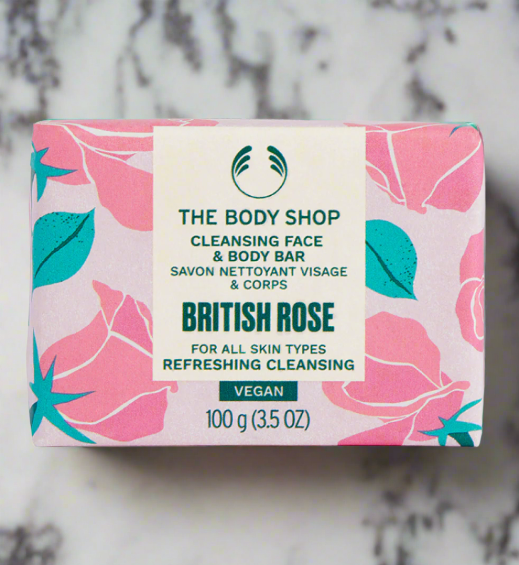 The Body Shop Cleansing Face & Body Bar Soap - British Rose