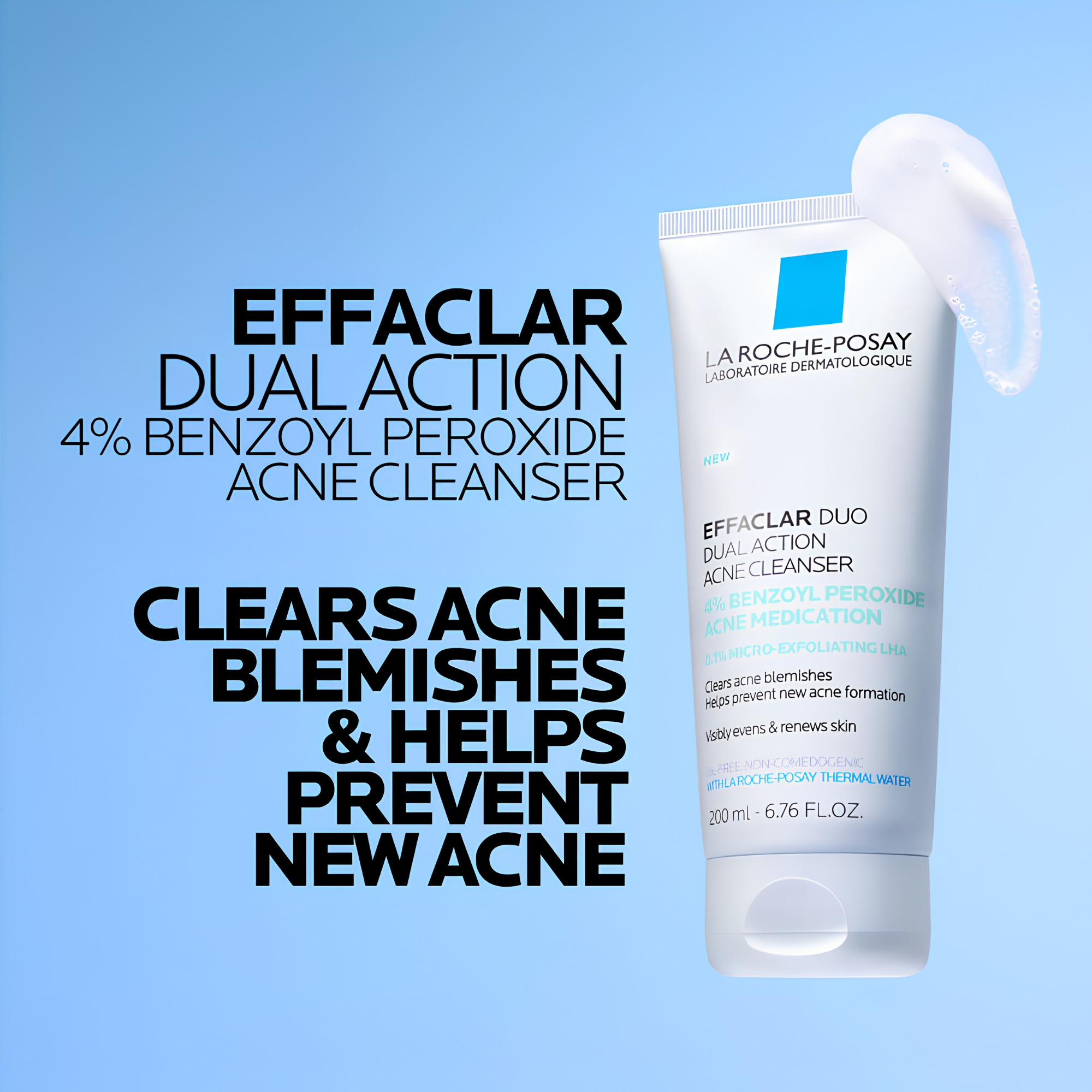 La Roche Posay Effaclar Dual Action Acne Face Wash With 4% Benzoyl Peroxide