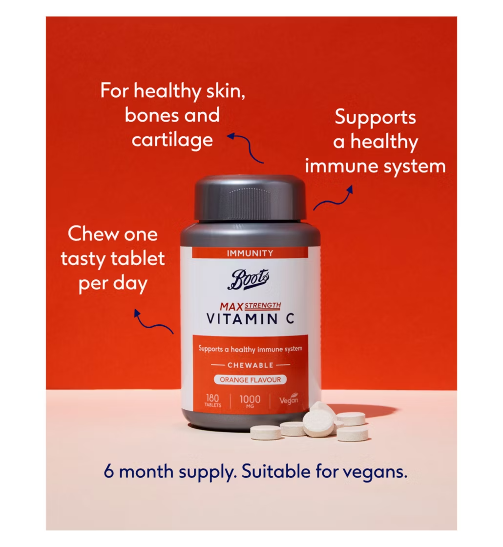 Boots Vitamin C Orange Flavour Chewable Tablets