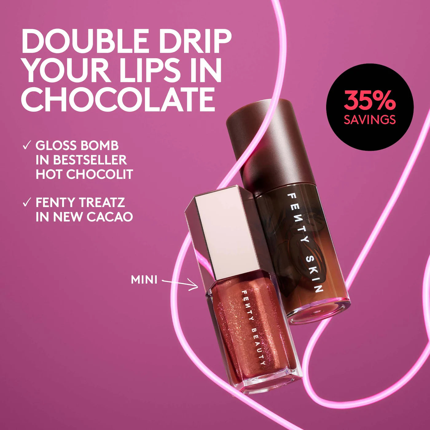 Fenty Beauty Chocolit Treatz Lip Luminizer + Lip Oil Duo